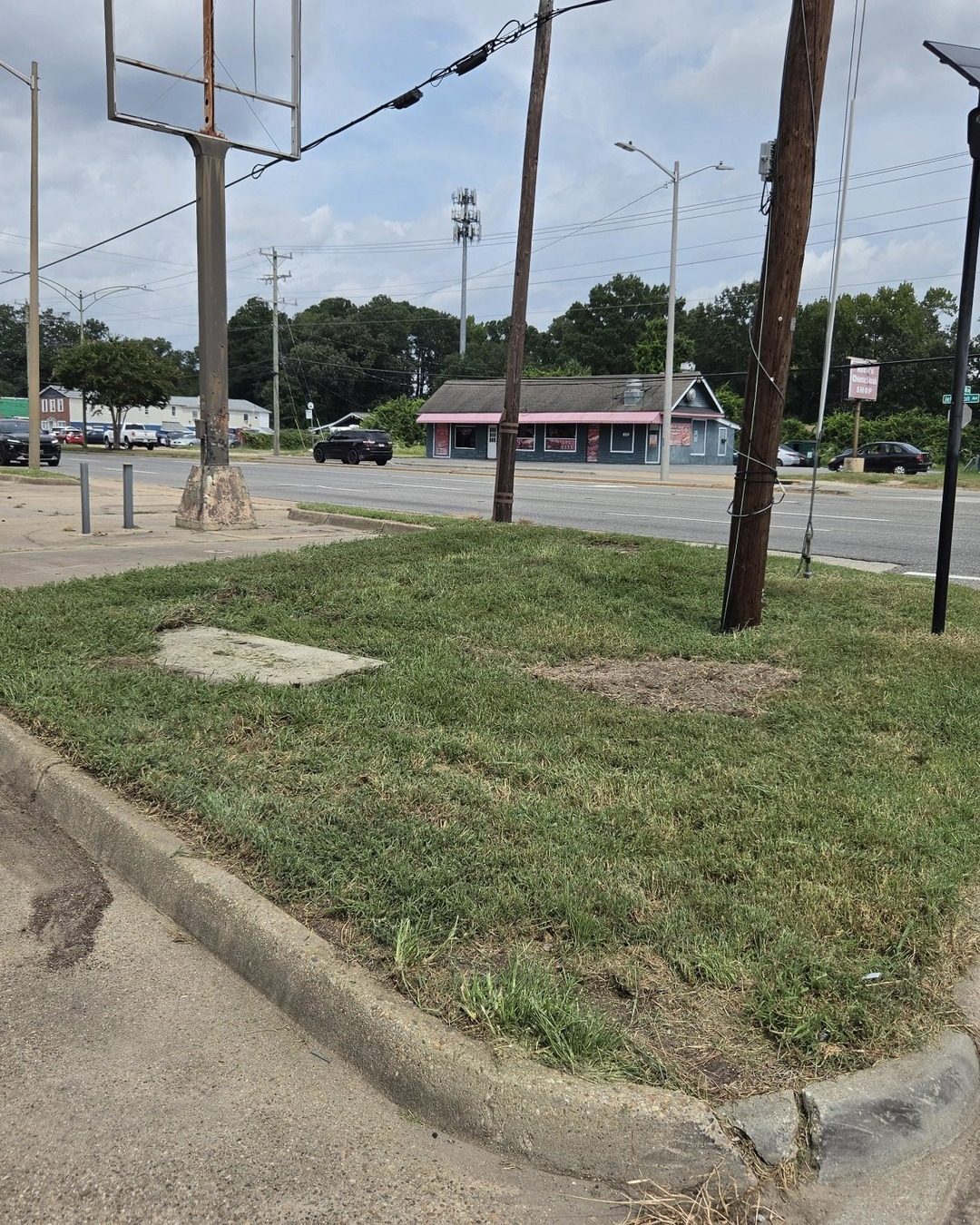 Church parking lot grounds after full mow and cleanup